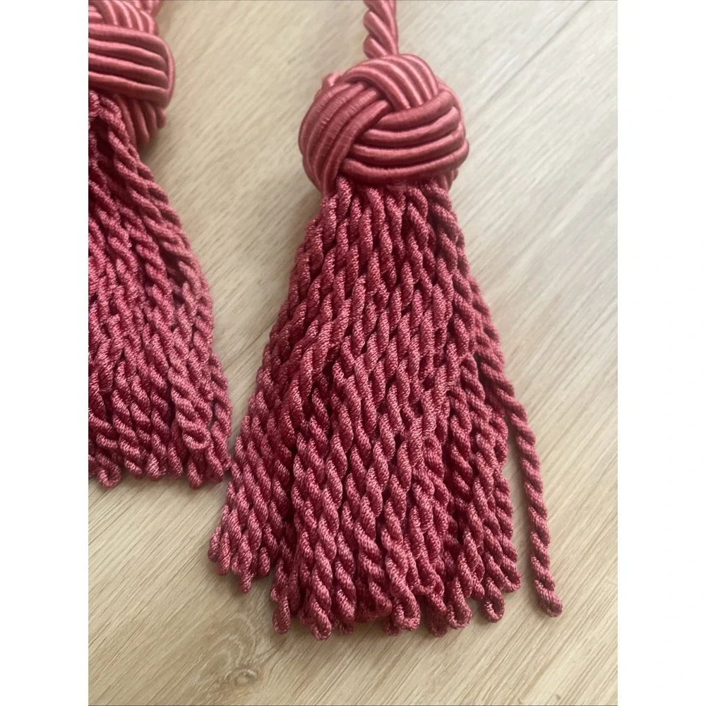 Vintage Set Mauve Curtain Drape Rope & Tassel Tiebacks MCM
